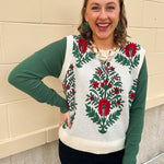 Merry Meadow Floral Knit Vest in Cream - The Pink Pineapple 850