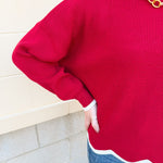 Merry Trim Scalloped Hem Sweater - The Pink Pineapple 850