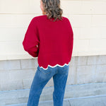 Merry Trim Scalloped Hem Sweater - The Pink Pineapple 850