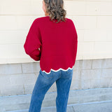 Merry Trim Scalloped Hem Sweater - The Pink Pineapple 850