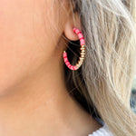 Metal Ball Heishi Beaded Hoop Earrings - The Pink Pineapple 850