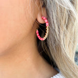 Metal Ball Heishi Beaded Hoop Earrings - The Pink Pineapple 850