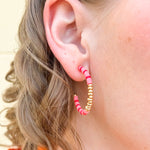 Metal Ball Heishi Beaded Hoop Earrings - The Pink Pineapple 850