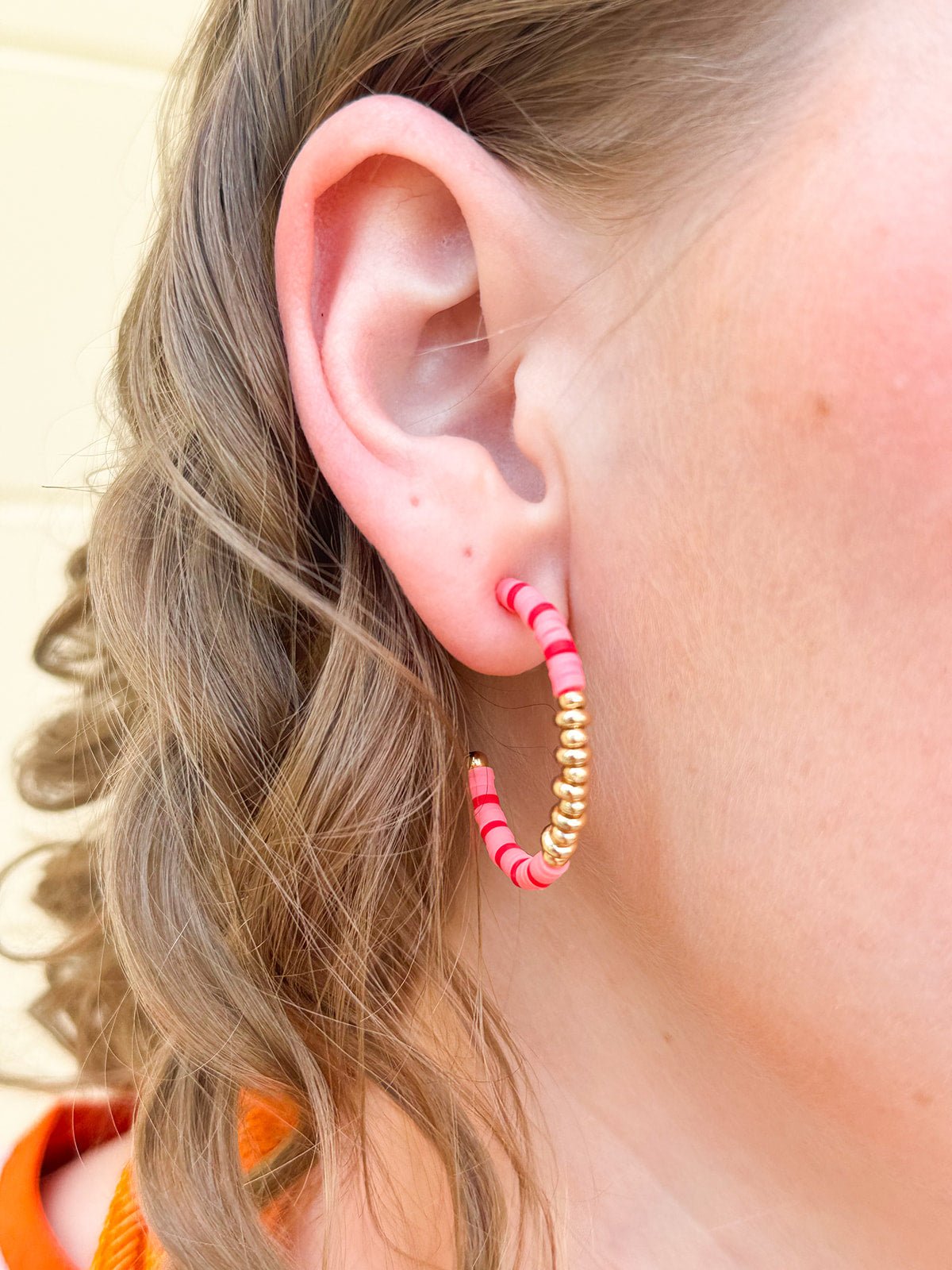 Metal Ball Heishi Beaded Hoop Earrings - The Pink Pineapple 850
