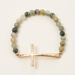 Metal Cross Pendant Natural Stone Bracelet - The Pink Pineapple 850