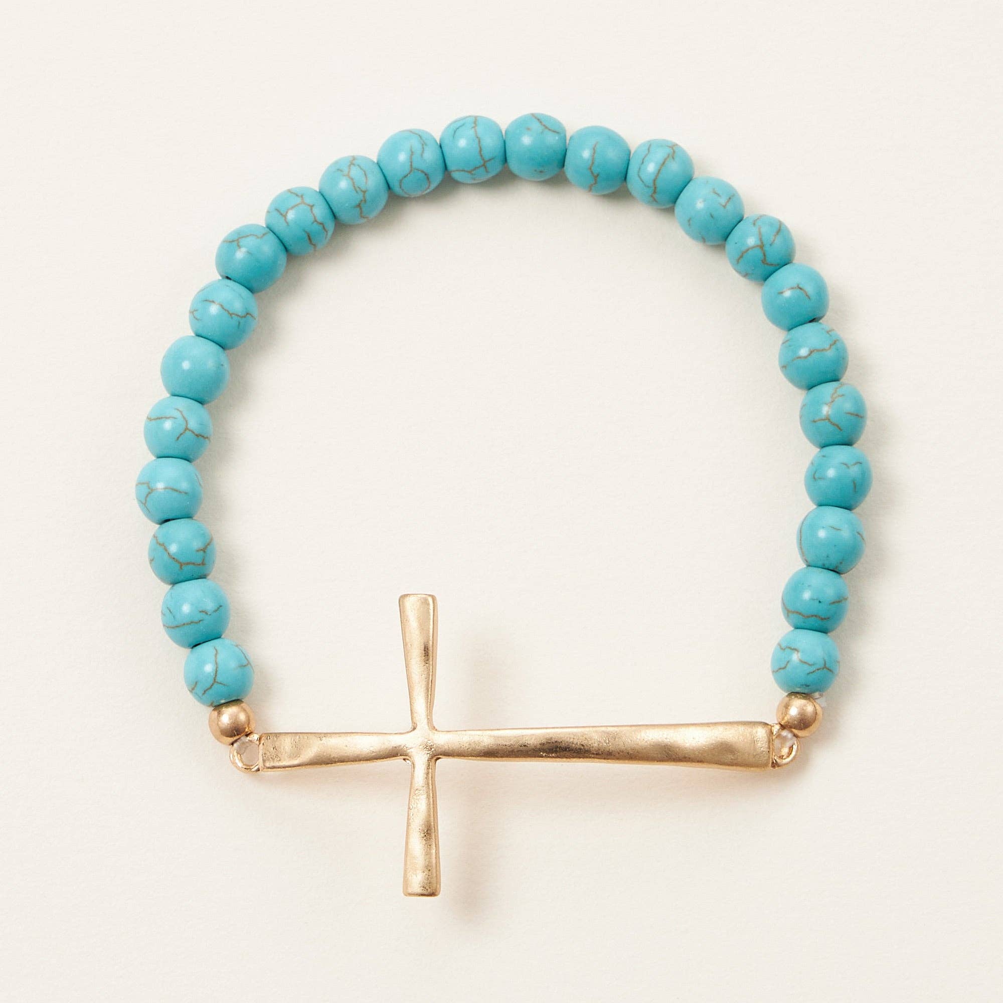 Metal Cross Pendant Natural Stone Bracelet - The Pink Pineapple 850