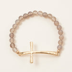 Metal Cross Pendant Natural Stone Bracelet - The Pink Pineapple 850