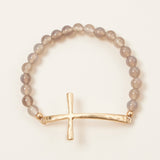 Metal Cross Pendant Natural Stone Bracelet - The Pink Pineapple 850