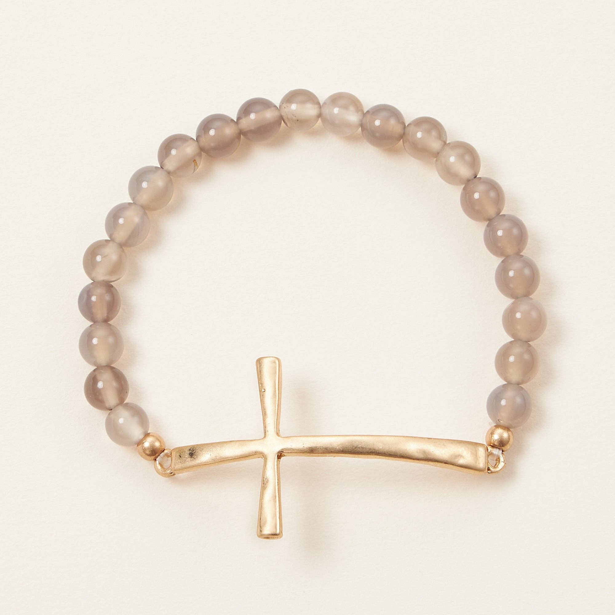 Metal Cross Pendant Natural Stone Bracelet - The Pink Pineapple 850
