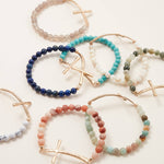 Metal Cross Pendant Natural Stone Bracelet - The Pink Pineapple 850