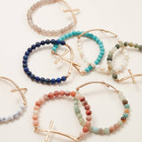 Metal Cross Pendant Natural Stone Bracelet - The Pink Pineapple 850