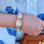 Metal Vintage Frame Pearl Stretch Bracelet - The Pink Pineapple 850