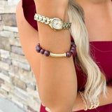 Michelle McDowell Karina Garnet & Gold Bracelet - The Pink Pineapple 850