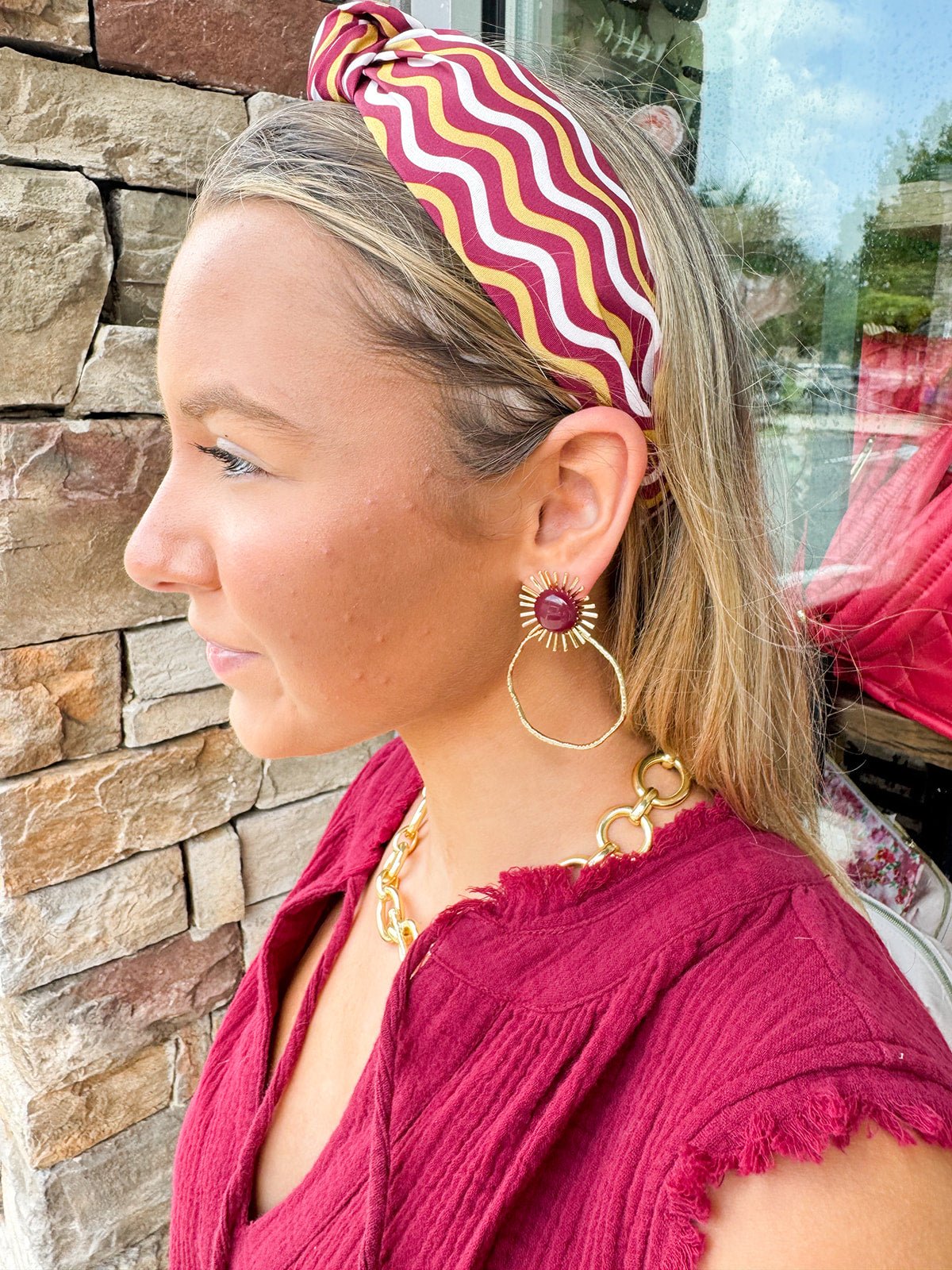 Michelle McDowell Luna Capri Crush Garnet & Gold Headband - The Pink Pineapple 850