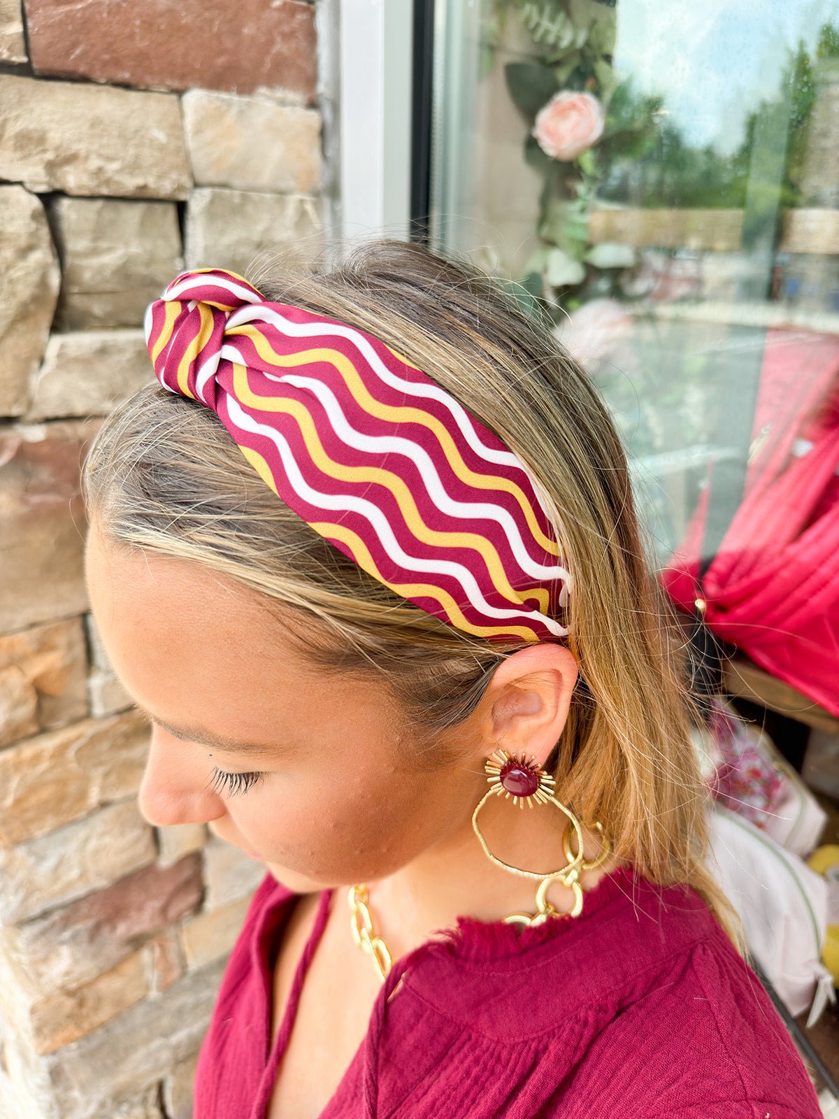 Michelle McDowell Luna Capri Crush Garnet & Gold Headband - The Pink Pineapple 850