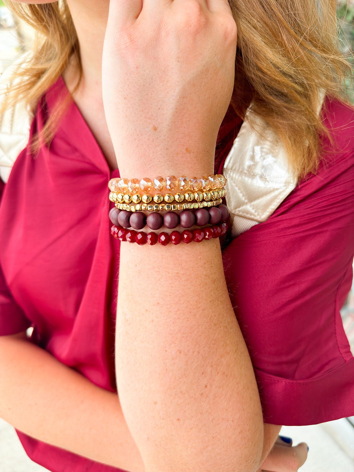 Michelle McDowell Mandy Garnet & Gold Bracelet - The Pink Pineapple 850