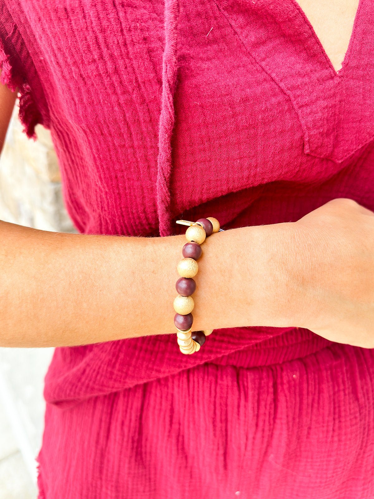 Michelle McDowell Myles Garnet & Gold Bracelet - The Pink Pineapple 850