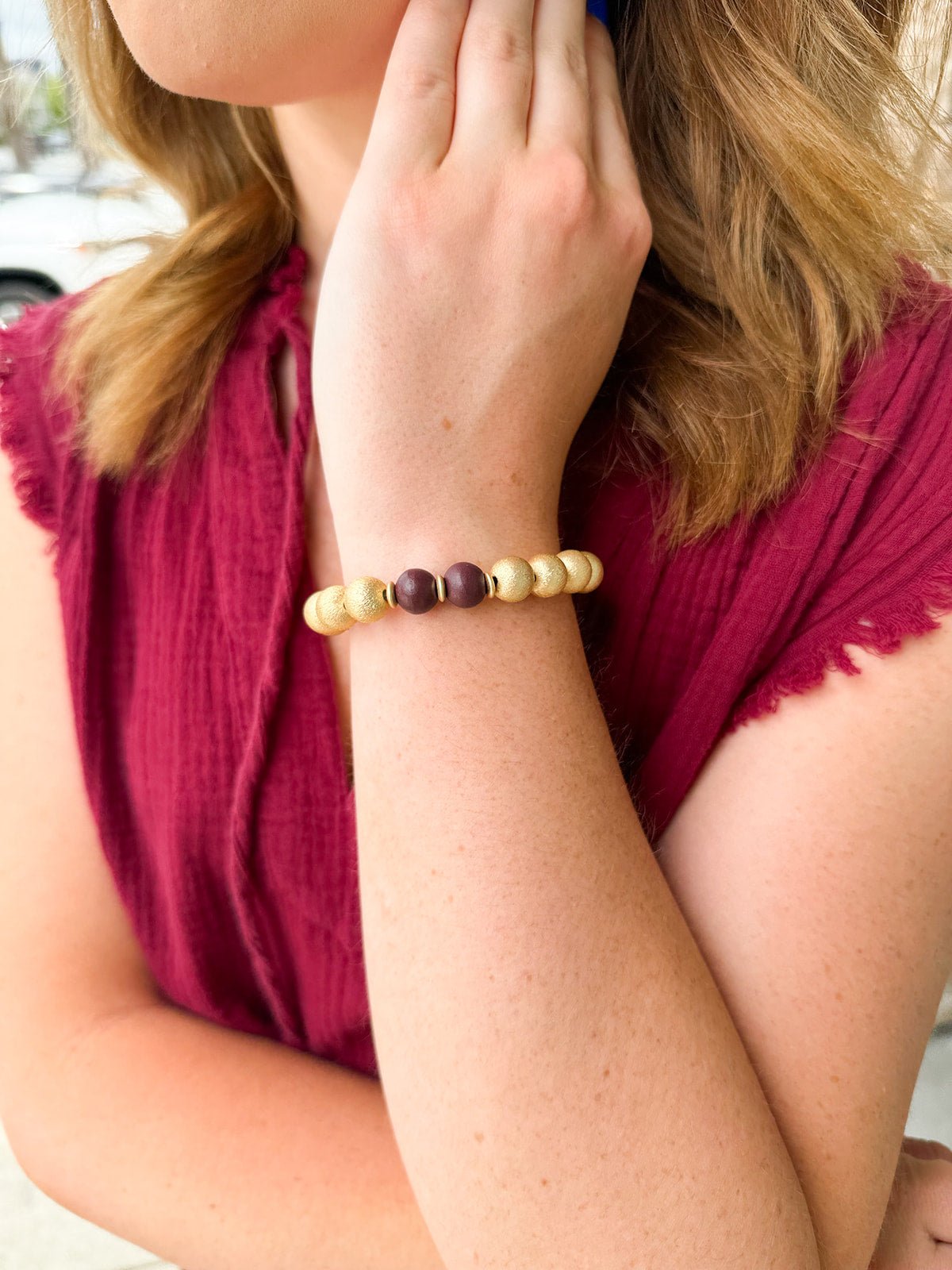 Michelle McDowell Nori Garnet & Gold Bracelet - The Pink Pineapple 850