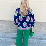 Midnight Bloom Ruffle Neck Top - The Pink Pineapple 850