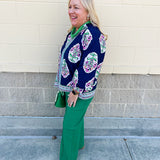 Midnight Bloom Ruffle Neck Top - The Pink Pineapple 850