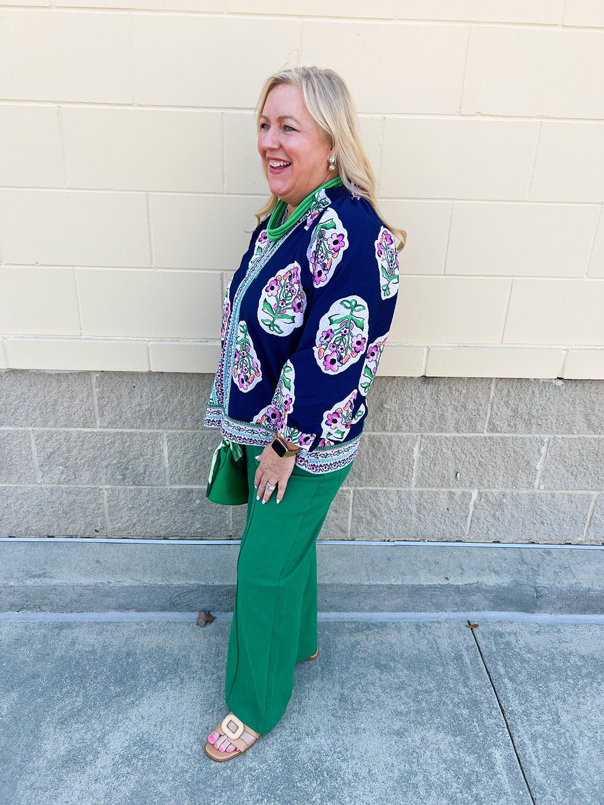 Midnight Bloom Ruffle Neck Top - The Pink Pineapple 850