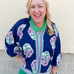 Midnight Bloom Ruffle Neck Top - The Pink Pineapple 850