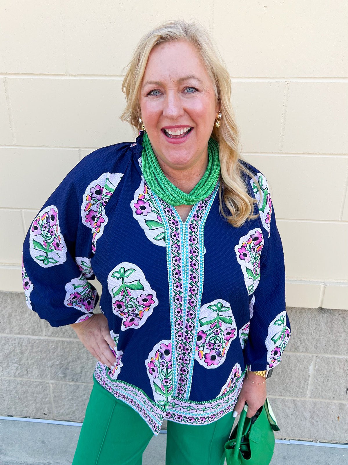 Midnight Bloom Ruffle Neck Top - The Pink Pineapple 850