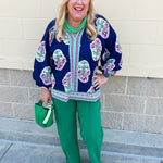 Midnight Bloom Ruffle Neck Top - The Pink Pineapple 850
