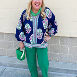Midnight Bloom Ruffle Neck Top - The Pink Pineapple 850