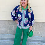 Midnight Bloom Ruffle Neck Top - The Pink Pineapple 850
