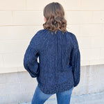 Midnight Breeze Split Neck Blouse - The Pink Pineapple 850