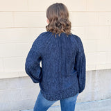 Midnight Breeze Split Neck Blouse - The Pink Pineapple 850