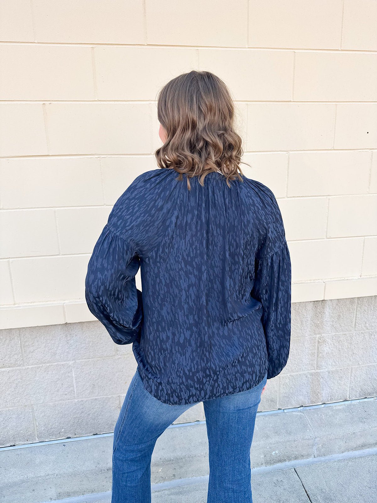 Midnight Breeze Split Neck Blouse - The Pink Pineapple 850