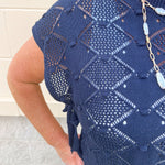 Midnight Charm Clip Dot Crochet Sweater - The Pink Pineapple 850