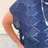 Midnight Charm Clip Dot Crochet Sweater - The Pink Pineapple 850