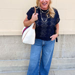 Midnight Charm Clip Dot Crochet Sweater - The Pink Pineapple 850
