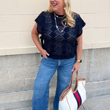 Midnight Charm Clip Dot Crochet Sweater - The Pink Pineapple 850
