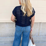 Midnight Charm Clip Dot Crochet Sweater - The Pink Pineapple 850