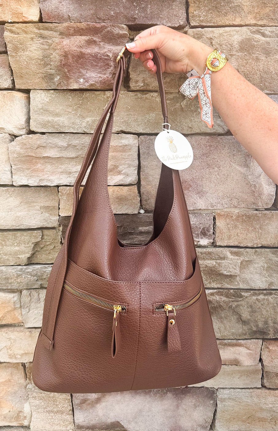 Midnight Cocoa Slouch Hobo Bag - The Pink Pineapple 850