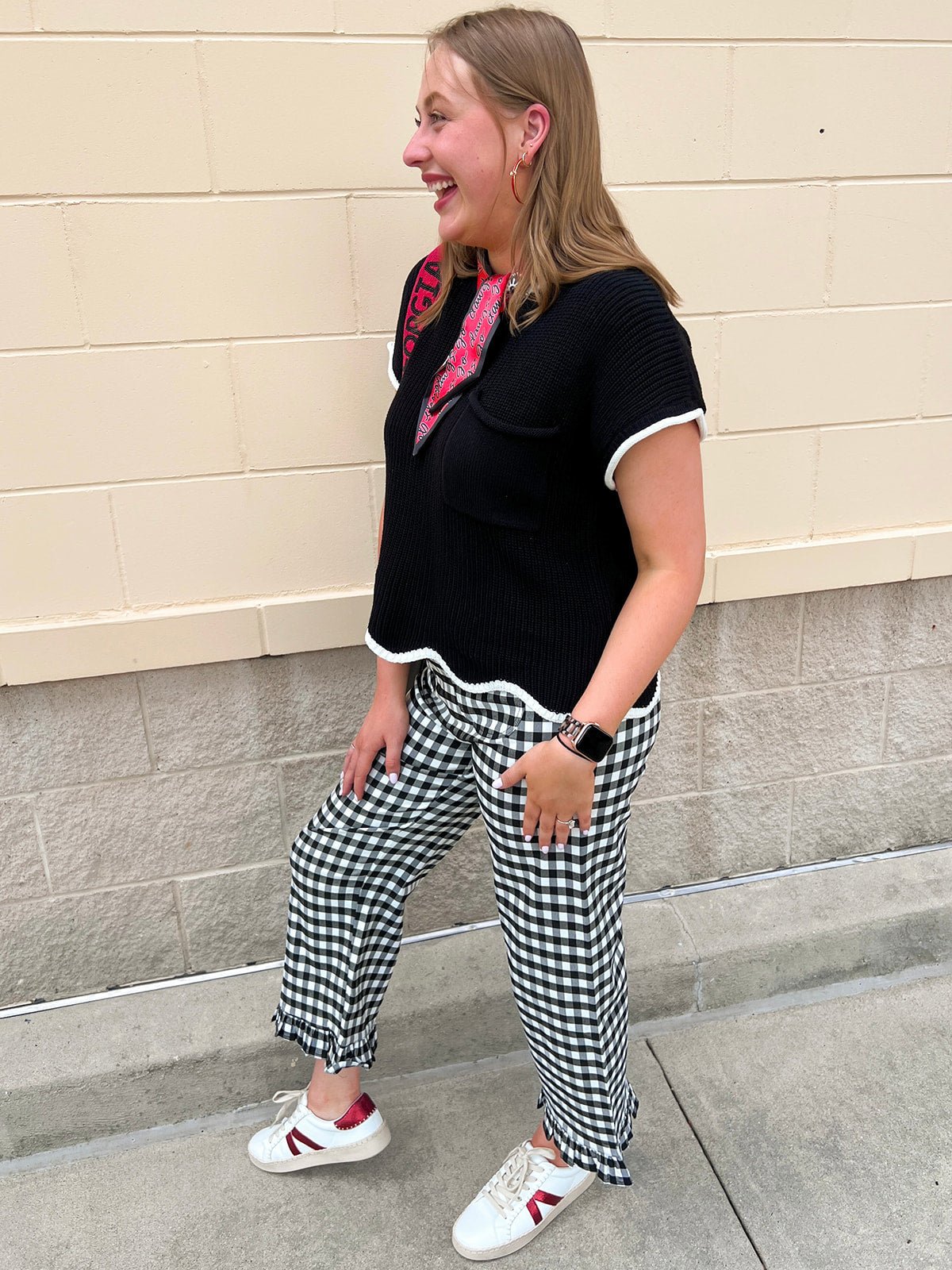 Midnight Contrast Knit Top - The Pink Pineapple 850