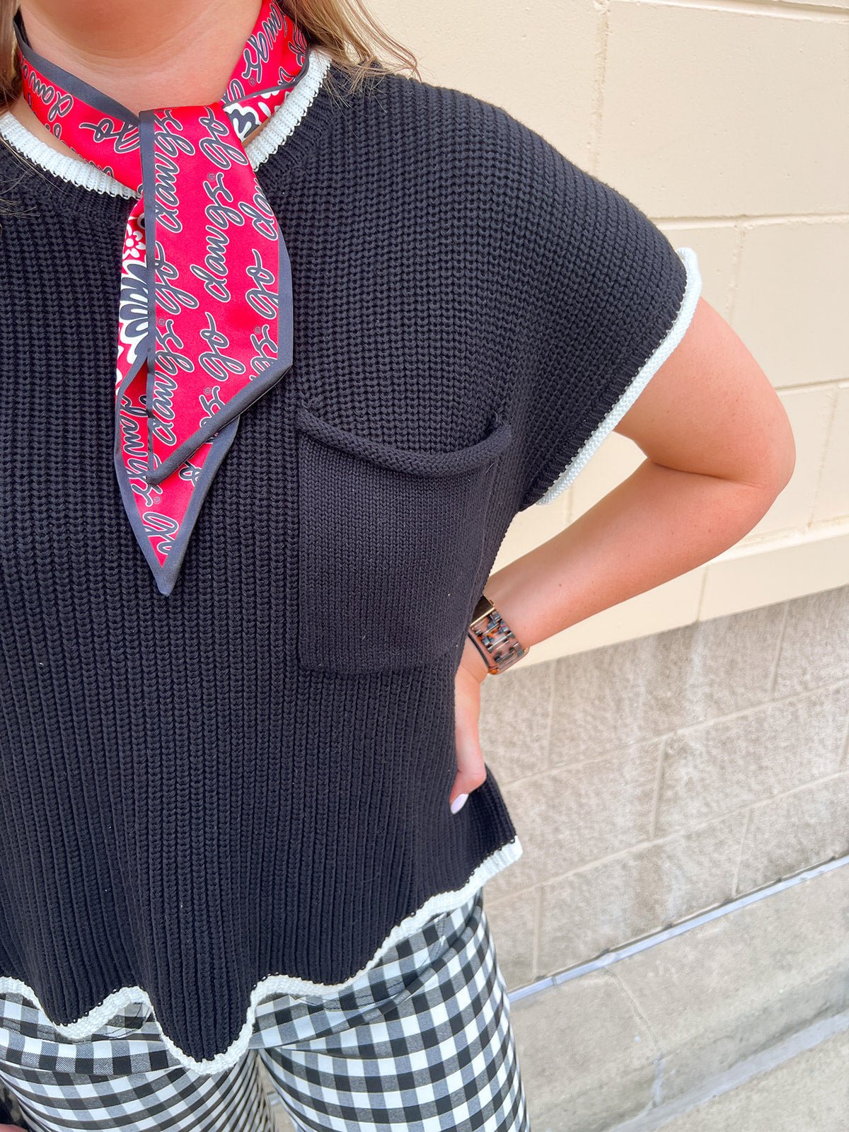 Midnight Contrast Knit Top - The Pink Pineapple 850