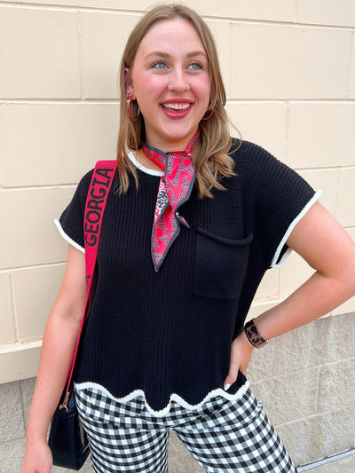 Midnight Contrast Knit Top - The Pink Pineapple 850