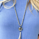 Midnight Drift Tassel Necklace in Gray - The Pink Pineapple 850