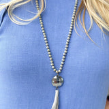 Midnight Drift Tassel Necklace in Gray - The Pink Pineapple 850