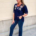 Midnight Floral V-Neck Puff Sleeve Blouse - The Pink Pineapple 850