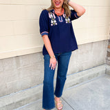 Midnight Floral V-Neck Puff Sleeve Blouse - The Pink Pineapple 850