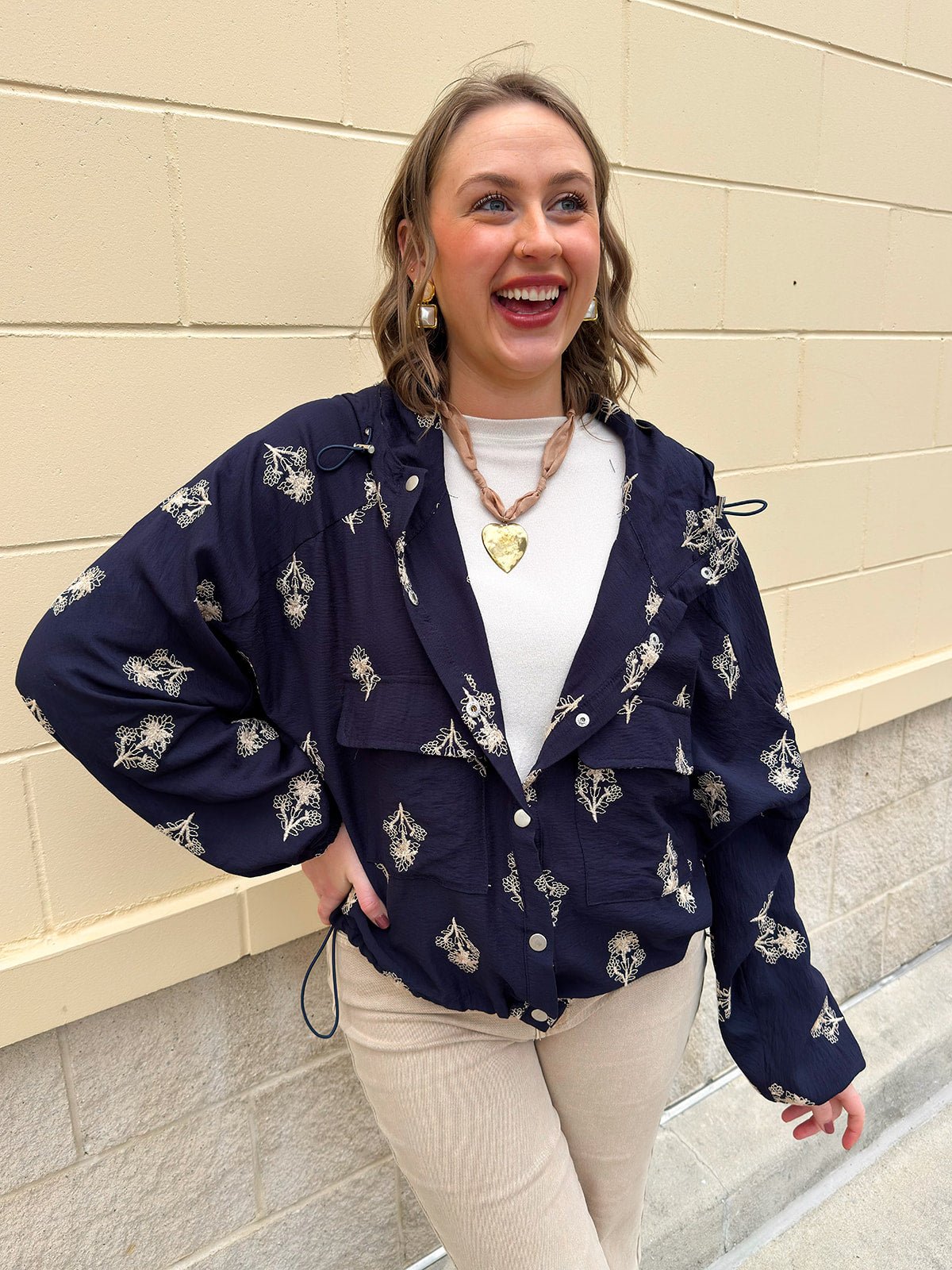 Midnight Flowers Long Sleeve Jacket Top - The Pink Pineapple 850