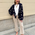 Midnight Flowers Long Sleeve Jacket Top - The Pink Pineapple 850