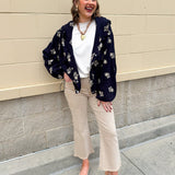 Midnight Flowers Long Sleeve Jacket Top - The Pink Pineapple 850