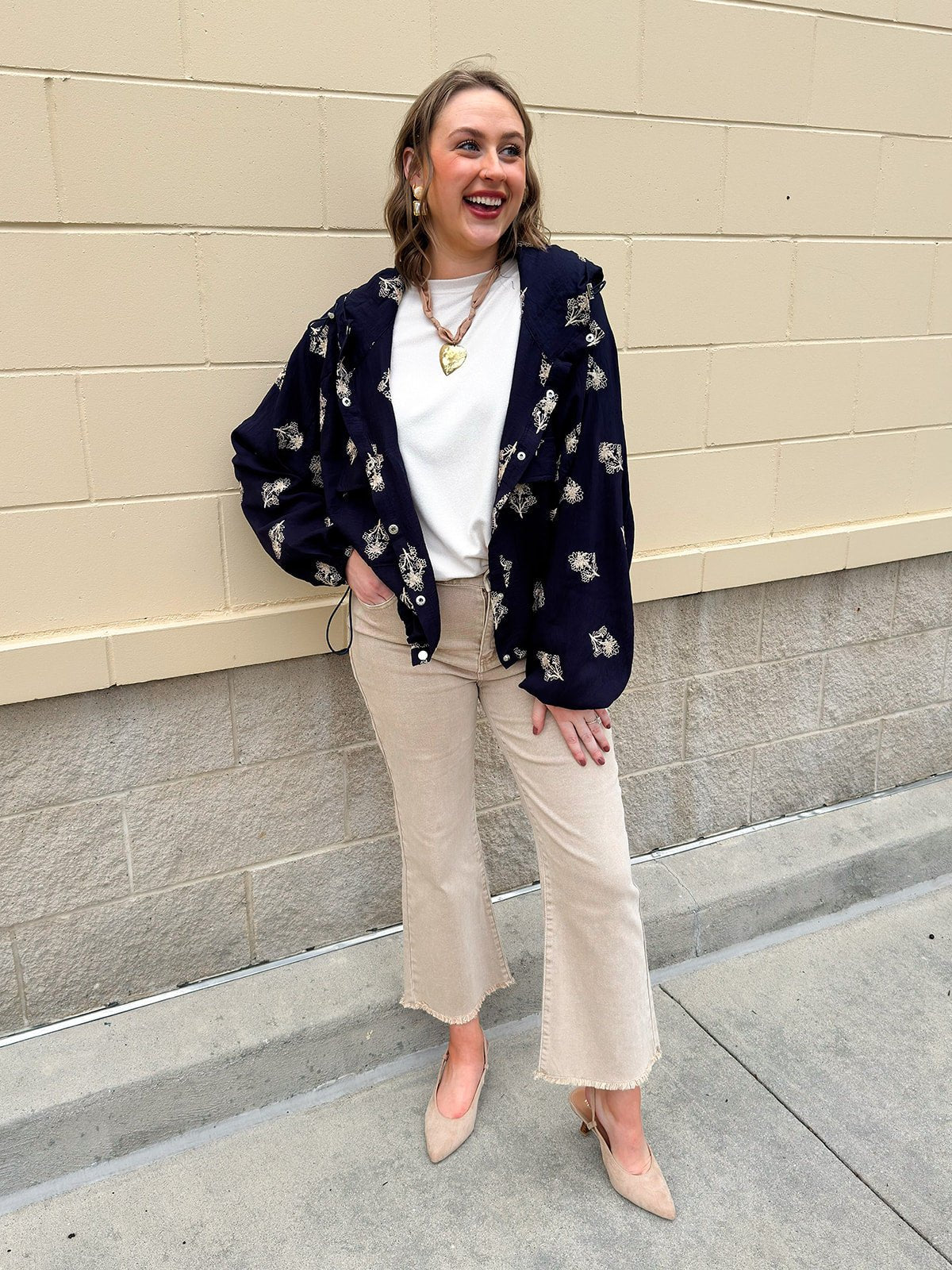 Midnight Flowers Long Sleeve Jacket Top - The Pink Pineapple 850